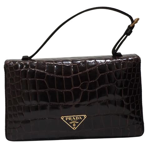 prada black crocodile handbag|white crocodile leather.